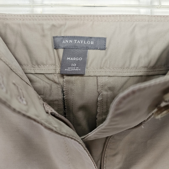 Ann Taylor Margot Khaki Wide Leg Capri Pants sz 10 - Picture 7 of 9